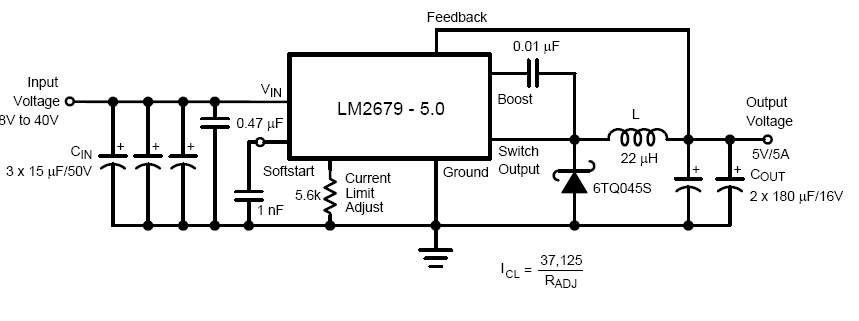 Regulador ajustable conmutado de voltaje 5 Amp